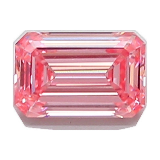 1.05 ct emerald lab-grown diamond, fancy vivid pink, VVS2 clarity, IGI certified, still from its 360° video