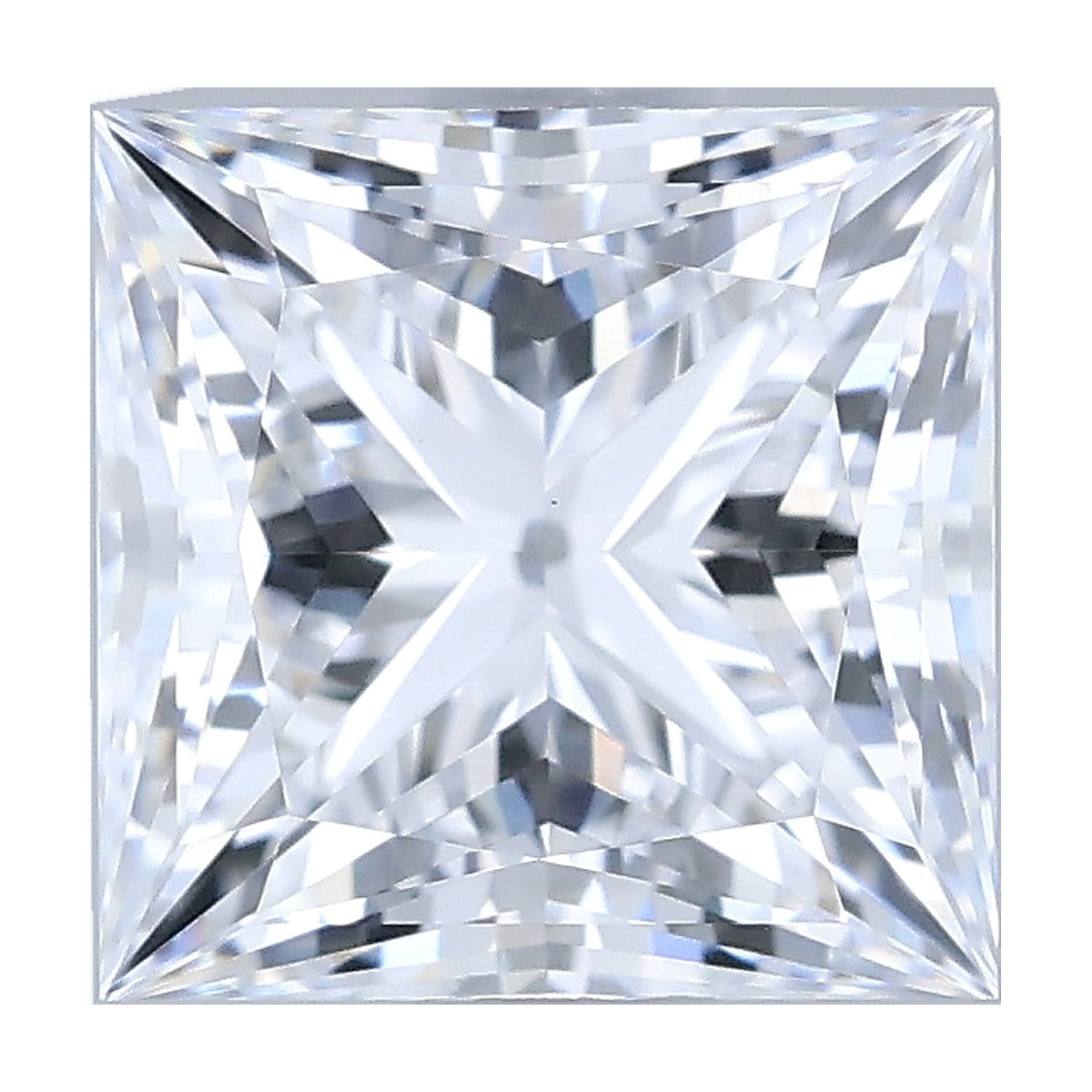 1.05 ct princess lab-grown diamond, D color, VVS2 clarity, IGI certified, still from its 360° video