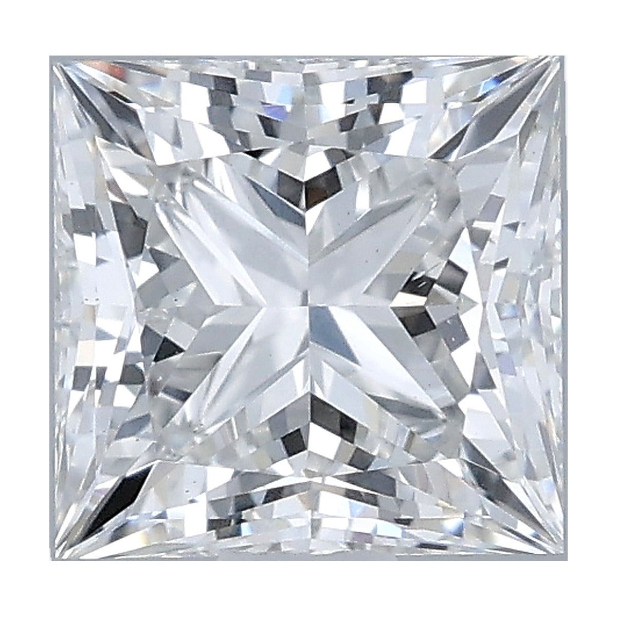 1.05 ct princess lab-grown diamond, F color, VS2 clarity, IGI certified, still from its 360° video