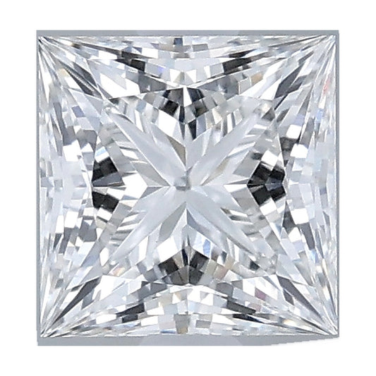 1.05 ct princess lab-grown diamond, F color, VVS2 clarity, IGI certified, still from its 360° video