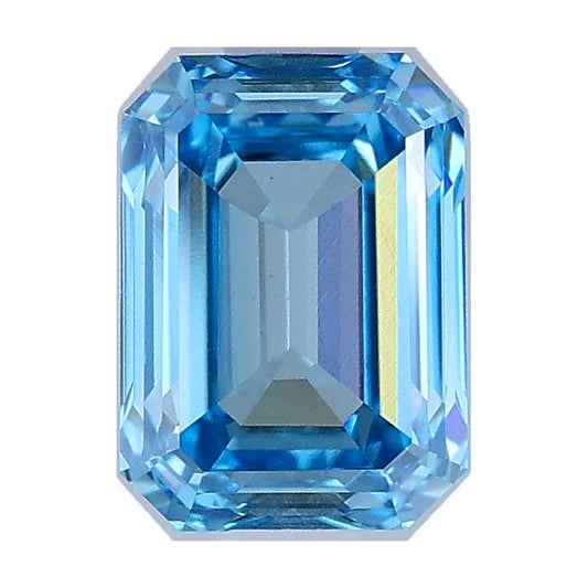1.06 ct emerald lab-grown diamond, fancy vivid blue, VS1 clarity, IGI certified, still from its 360° video