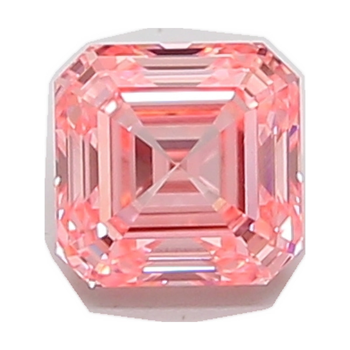 1.06 ct asscher lab-grown diamond, fancy vivid pink, VVS2 clarity, IGI certified, still from its 360° video