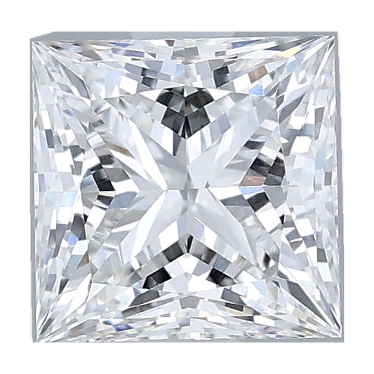 1.06 ct princess lab-grown diamond, E color, VVS2 clarity, IGI certified, still from its 360° video
