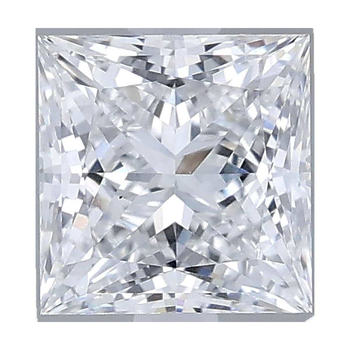 1.07 ct princess lab-grown diamond, D color, VS1 clarity, IGI certified, still from its 360° video