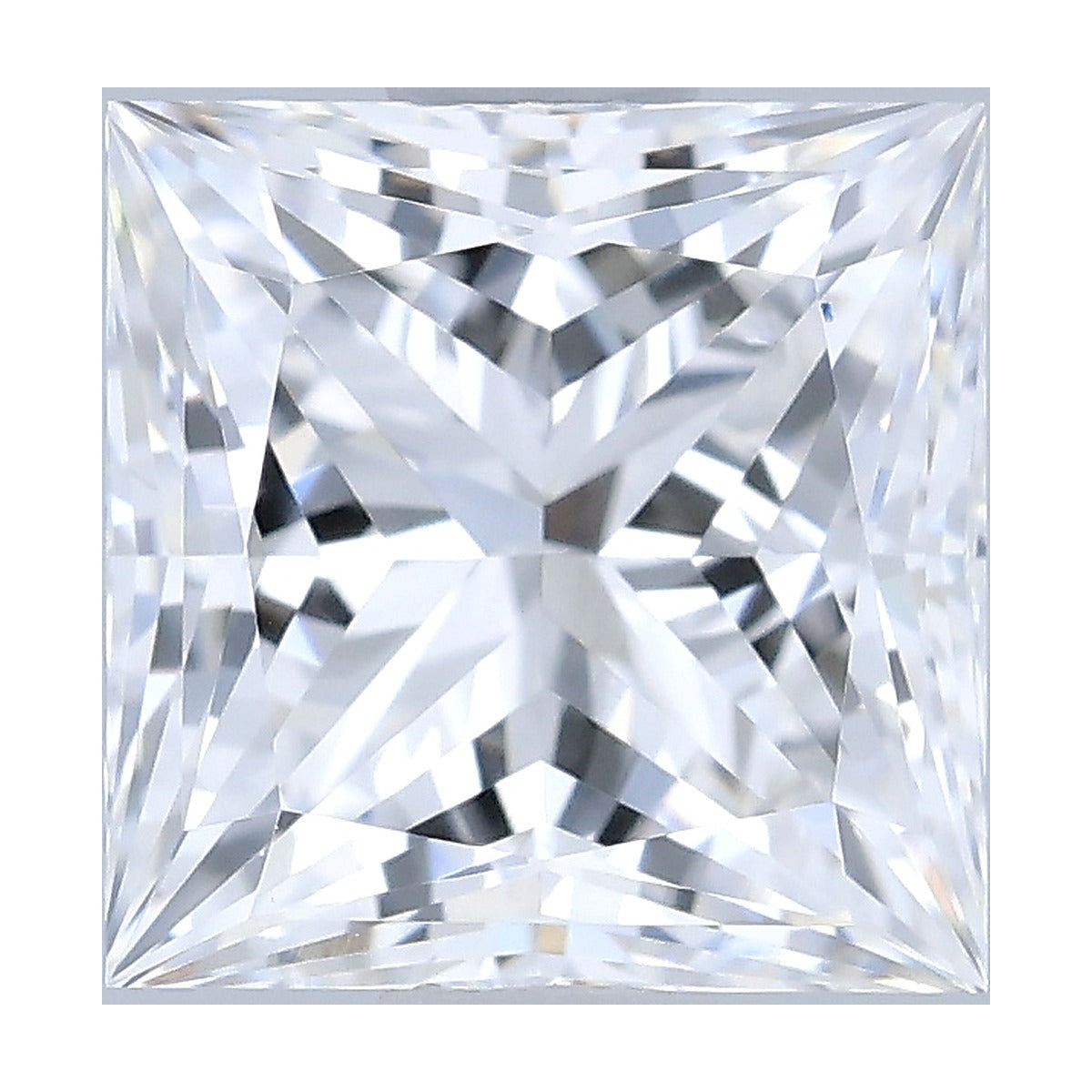 1.07 ct princess lab-grown diamond, D color, VVS2 clarity, IGI certified, still from its 360° video