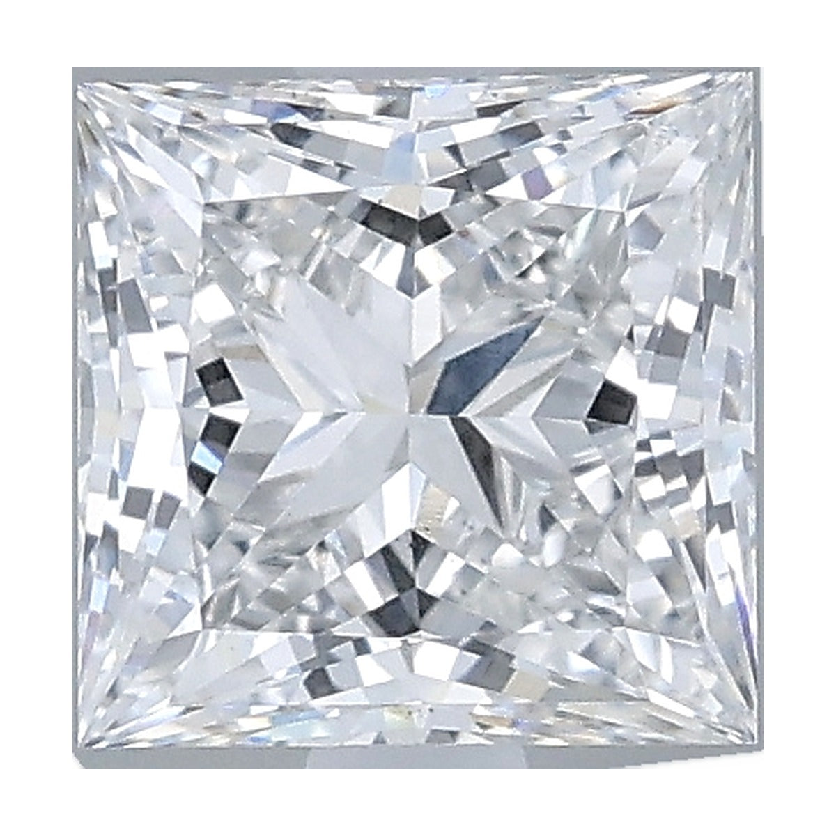1.07 ct princess lab-grown diamond, F color, VS1 clarity, IGI certified, still from its 360° video