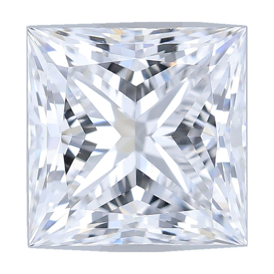 1.08 ct princess lab-grown diamond, D color, VS1 clarity, IGI certified, still from its 360° video