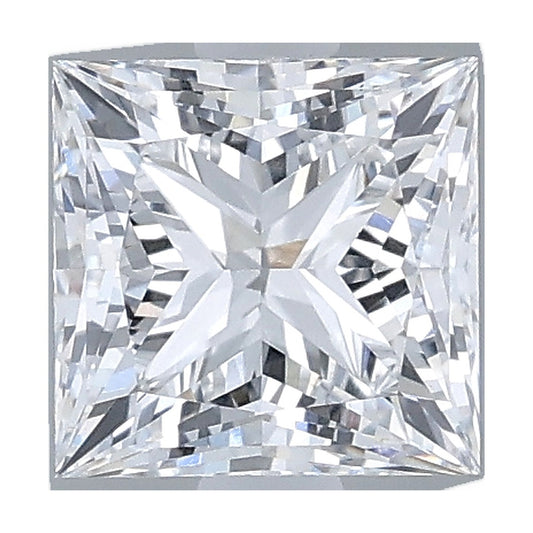 1.08 ct princess lab-grown diamond, D color, VS1 clarity, IGI certified, still from its 360° video