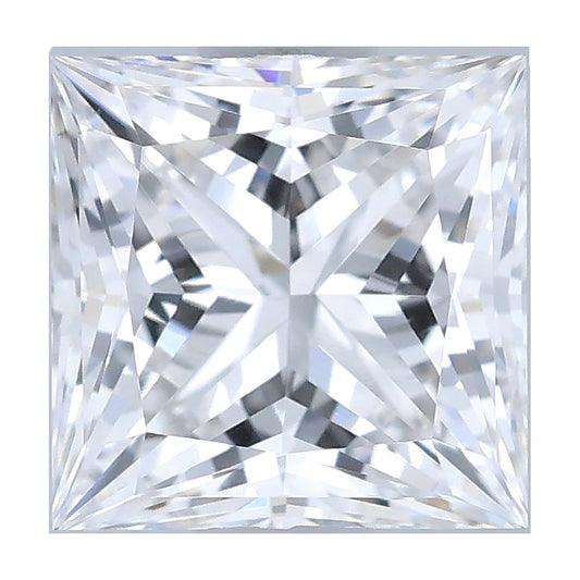 1.08 ct princess lab-grown diamond, E color, VS1 clarity, IGI certified, still from its 360° video