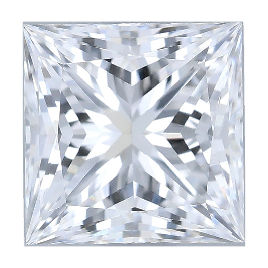 1.08 ct princess lab-grown diamond, E color, VVS2 clarity, IGI certified, still from its 360° video