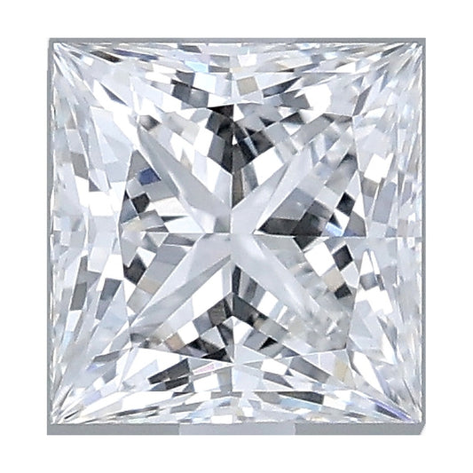 1.08 ct princess lab-grown diamond, E color, VVS2 clarity, IGI certified, still from its 360° video