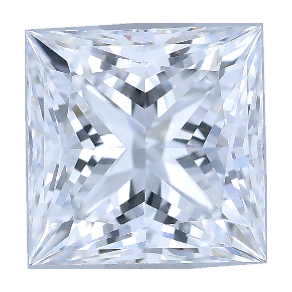 1.09 ct princess lab-grown diamond, D color, VVS2 clarity, IGI certified, still from its 360° video