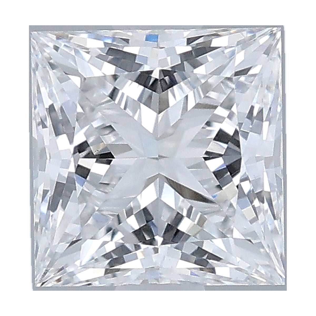 1.09 ct princess lab-grown diamond, E color, VS1 clarity, IGI certified, still from its 360° video