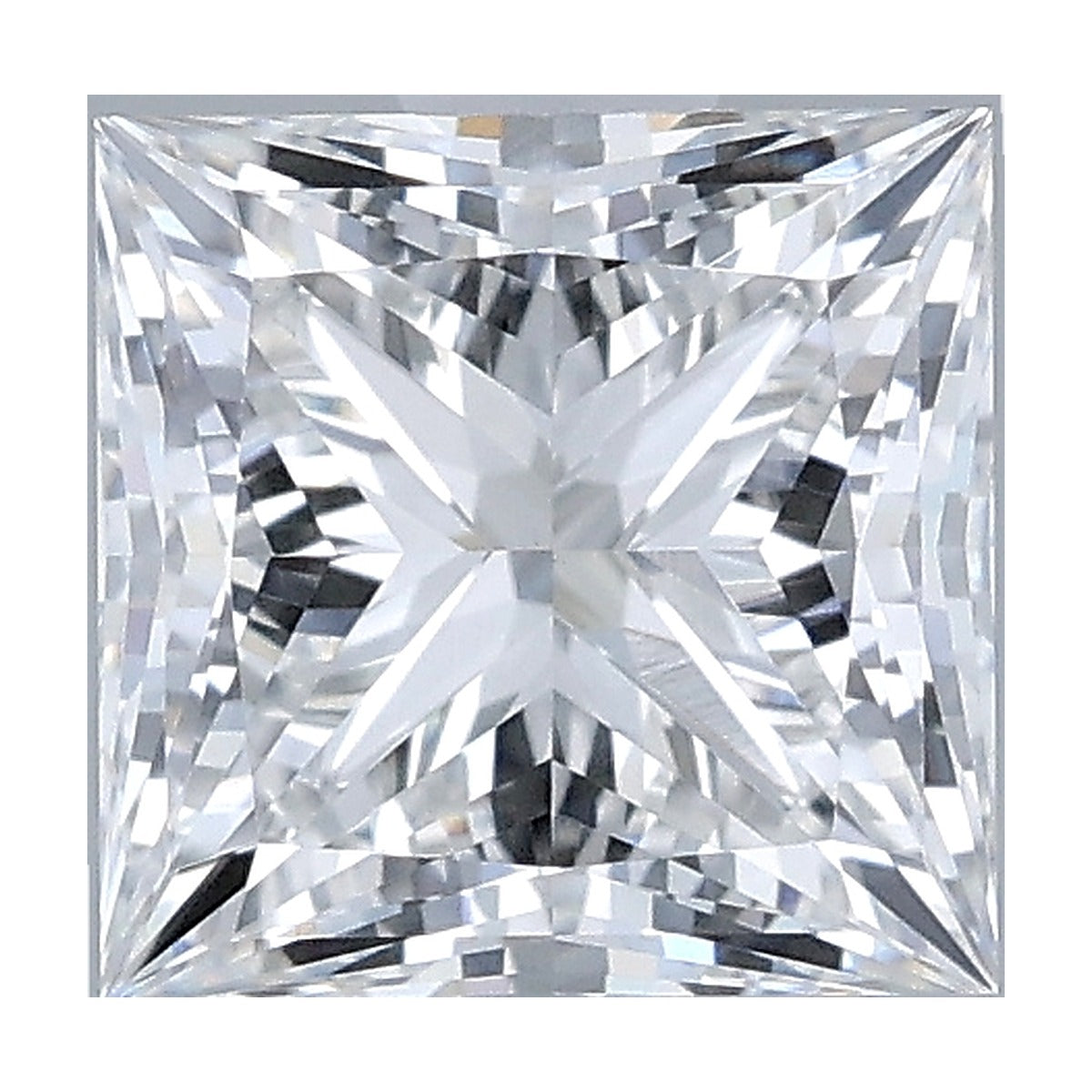 1.09 ct princess lab-grown diamond, E color, VVS2 clarity, IGI certified, still from its 360° video