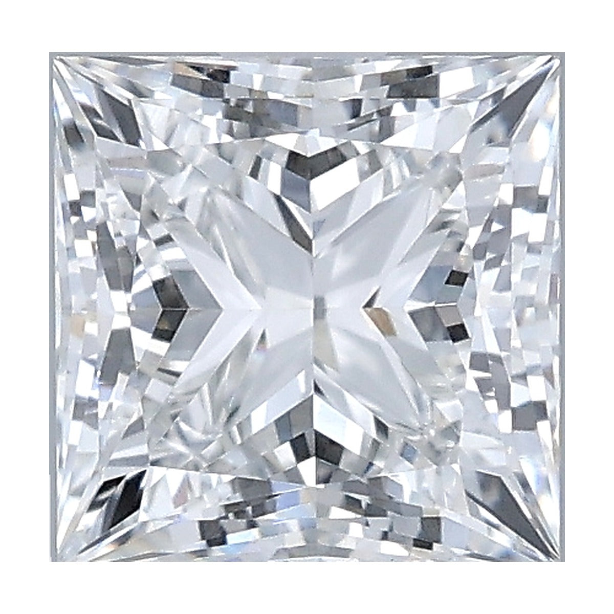 1.09 ct princess lab-grown diamond, E color, VVS2 clarity, IGI certified, still from its 360° video