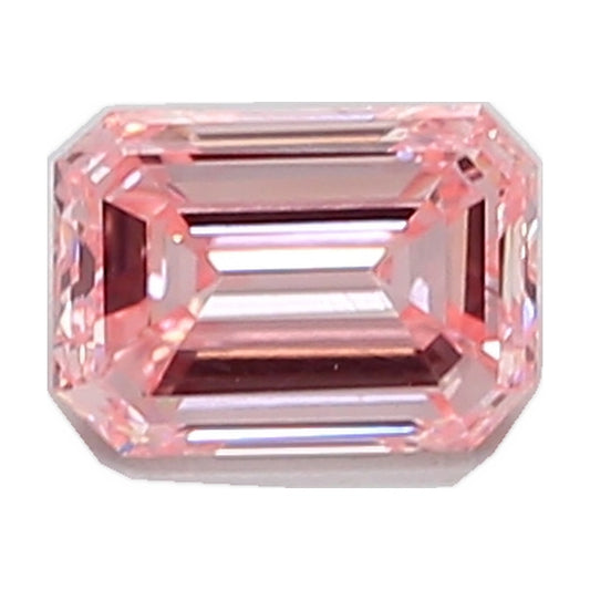 1.10 ct emerald lab-grown diamond, fancy intense pink, VS1 clarity, IGI certified, still from its 360° video