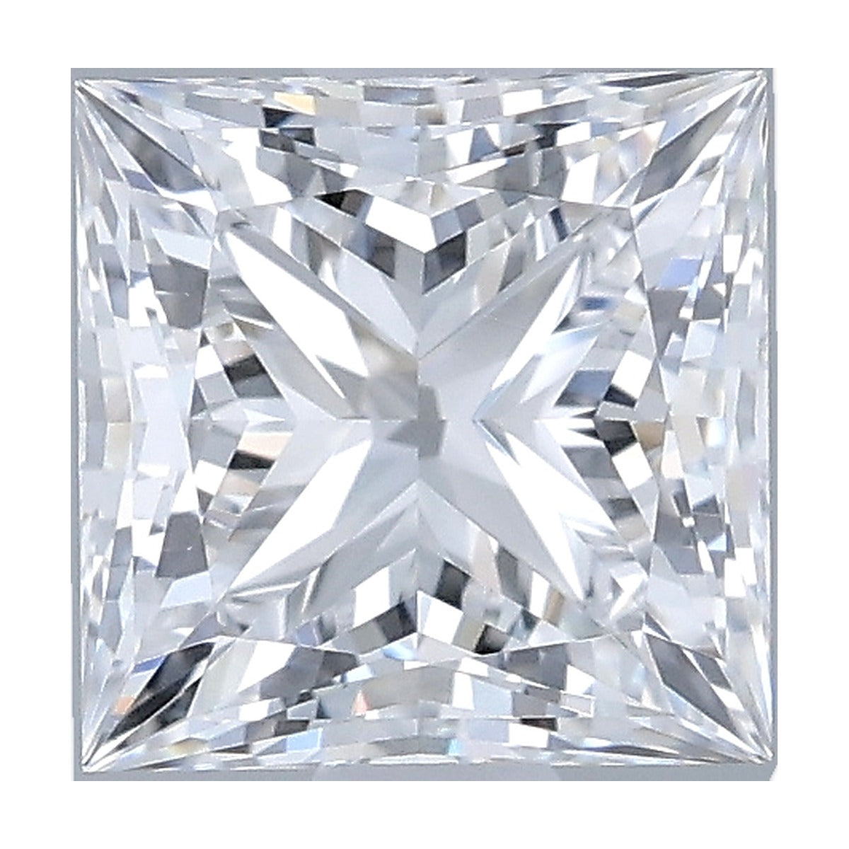 1.10 ct princess lab-grown diamond, D color, VS1 clarity, IGI certified, still from its 360° video