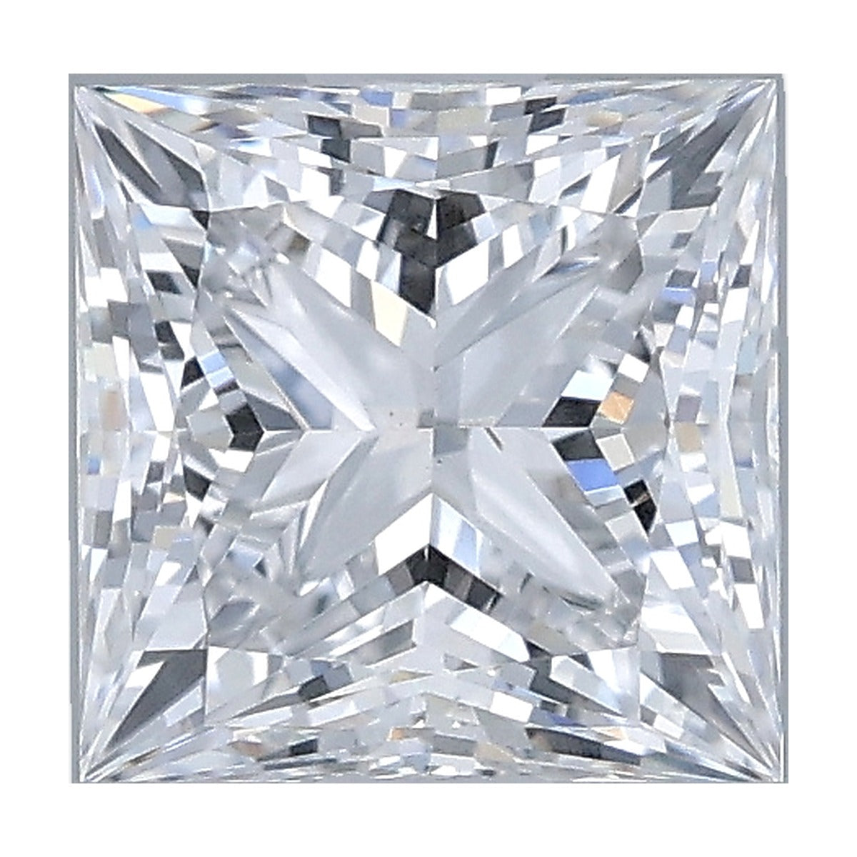 1.10 ct princess lab-grown diamond, D color, VS2 clarity, IGI certified, still from its 360° video
