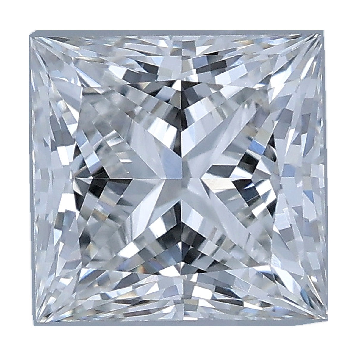 1.10 ct princess lab-grown diamond, F color, VVS2 clarity, IGI certified, still from its 360° video