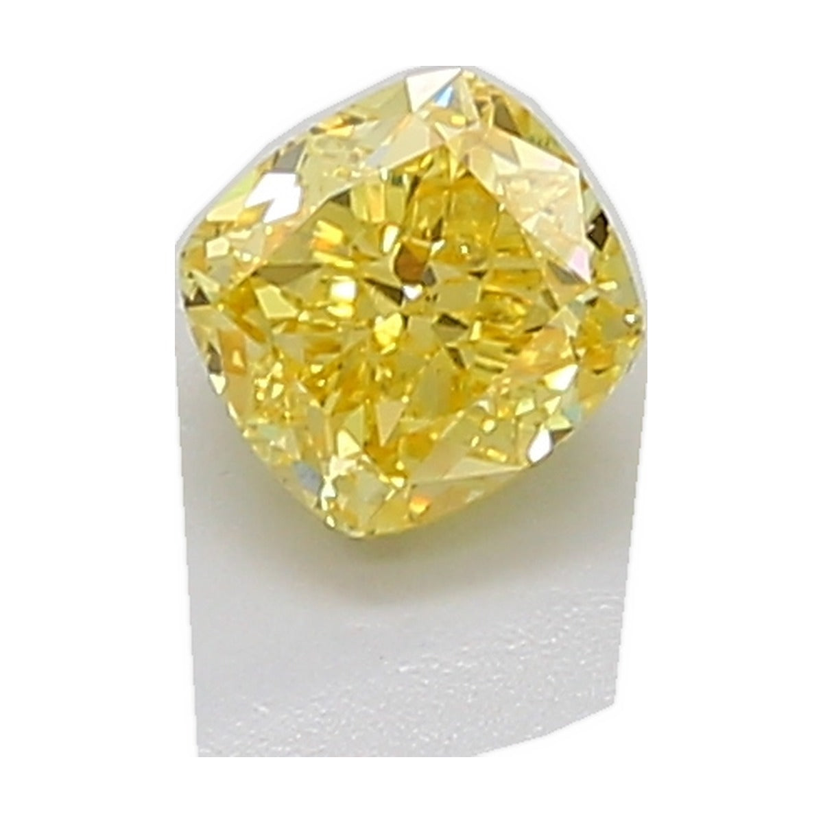 1.13 ct cushion lab-grown diamond, fancy intense yellow, VS1 clarity, IGI certified, still from its 360° video