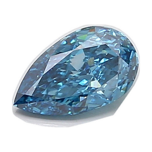 1.16 ct pear modified lab-grown diamond, fancy vivid blue, VVS2 clarity, IGI certified, still from its 360° video