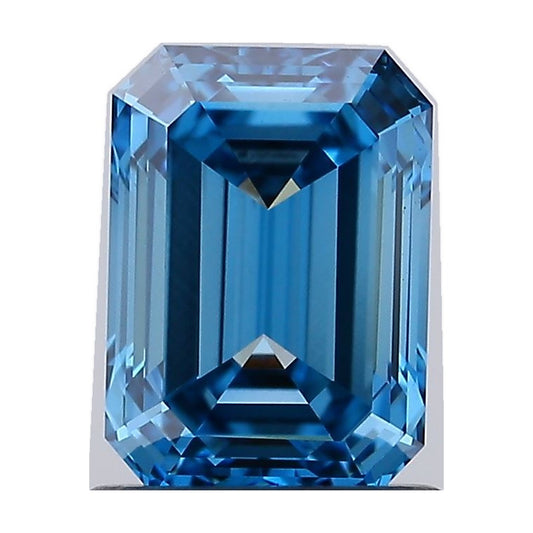 1.22 ct emerald lab-grown diamond, fancy vivid blue, VVS2 clarity, IGI certified, still from its 360° video