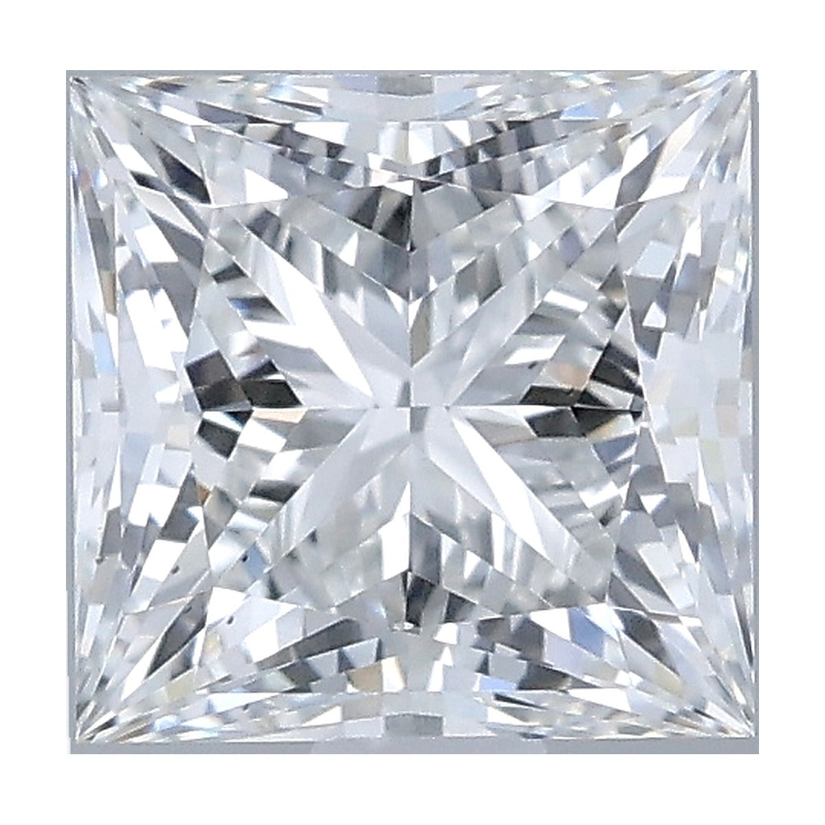 1.22 ct princess lab-grown diamond, D color, VS2 clarity, IGI certified, still from its 360° video