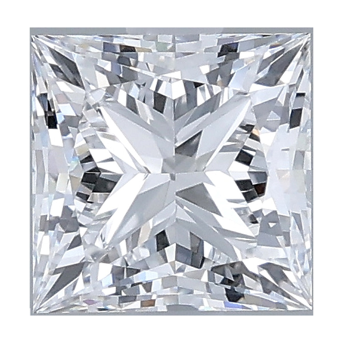 1.22 ct princess lab-grown diamond, D color, VVS2 clarity, IGI certified, still from its 360° video