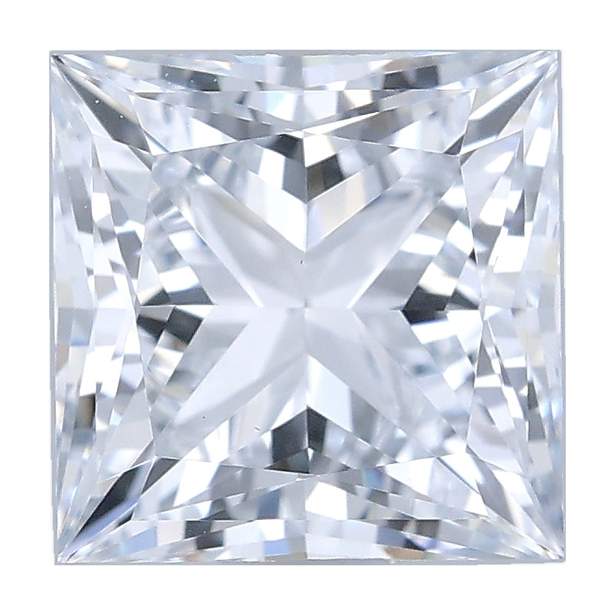 1.22 ct princess lab-grown diamond, E color, VS1 clarity, IGI certified, still from its 360° video