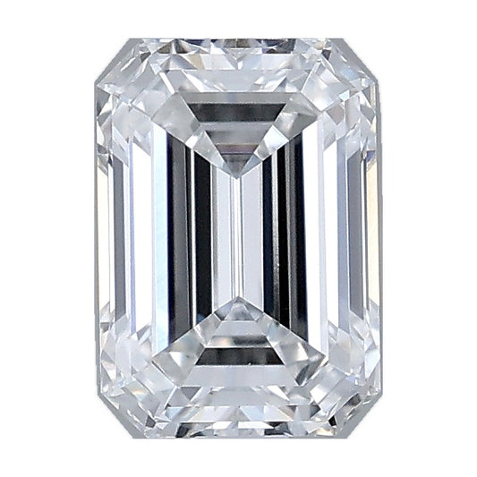 1.23 ct emerald lab-grown diamond, D color, VS1 clarity, IGI certified, still from its 360° video