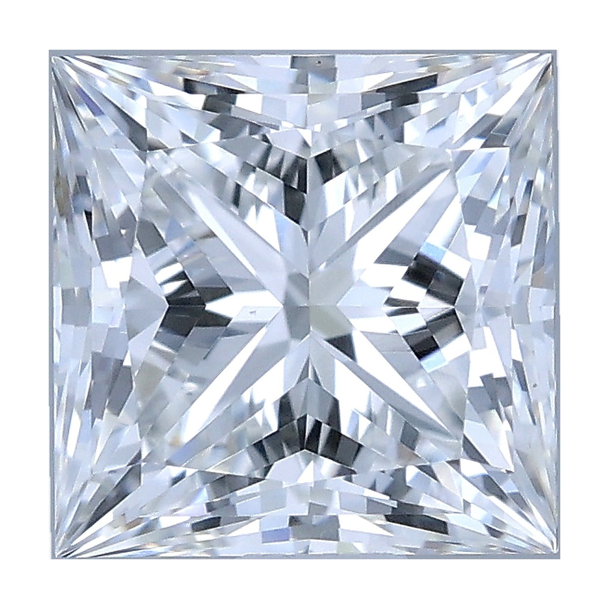 1.24 ct princess lab-grown diamond, F color, VS1 clarity, IGI certified, still from its 360° video