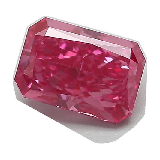 1.25 ct radiant lab-grown diamond, fancy vivid pink, VS2 clarity, IGI certified, still from its 360° video