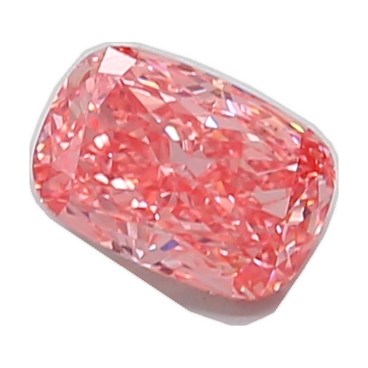 1.28 ct elongated cushion lab-grown diamond, fancy vivid pink, VS1 clarity, IGI certified, still from its 360° video