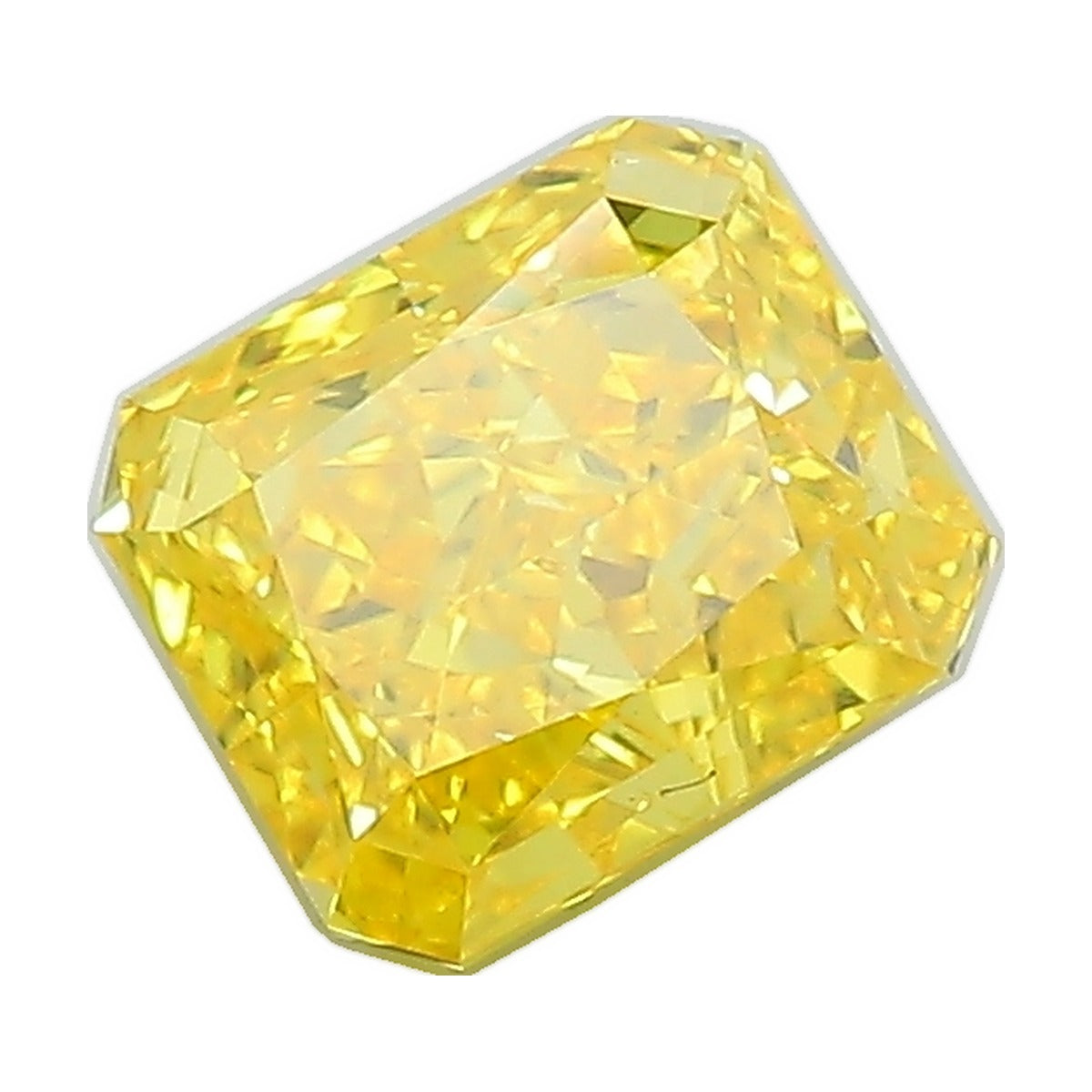 1.29 ct radiant lab-grown diamond, fancy vivid yellow, VS2 clarity, IGI certified, still from its 360° video