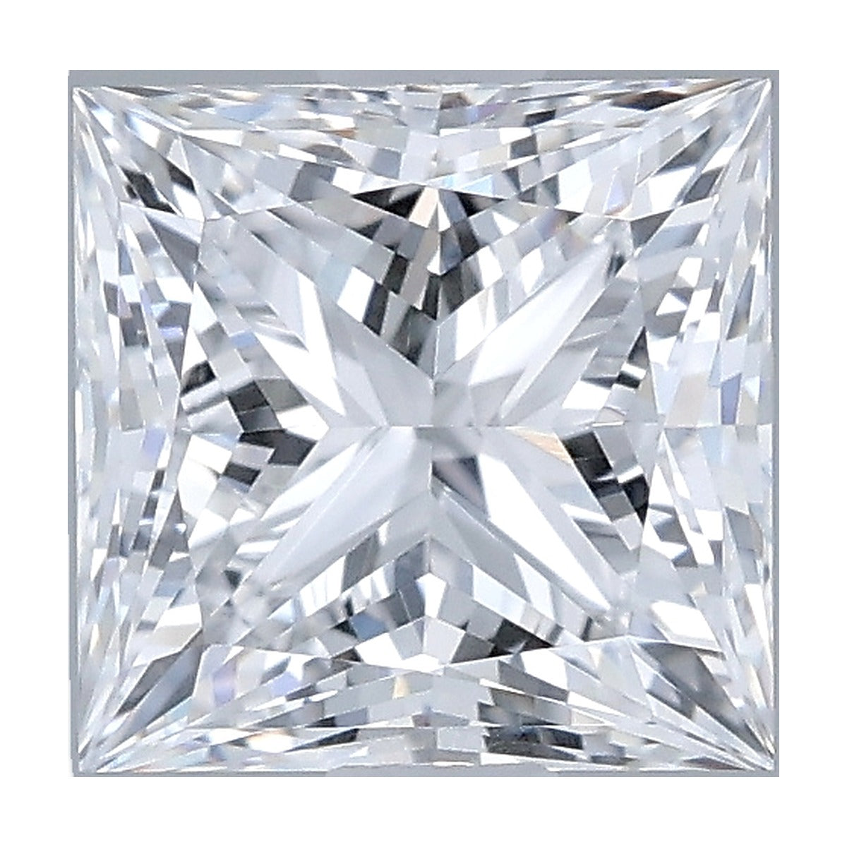 1.38 ct princess lab-grown diamond, D color, VS1 clarity, IGI certified, still from its 360° video