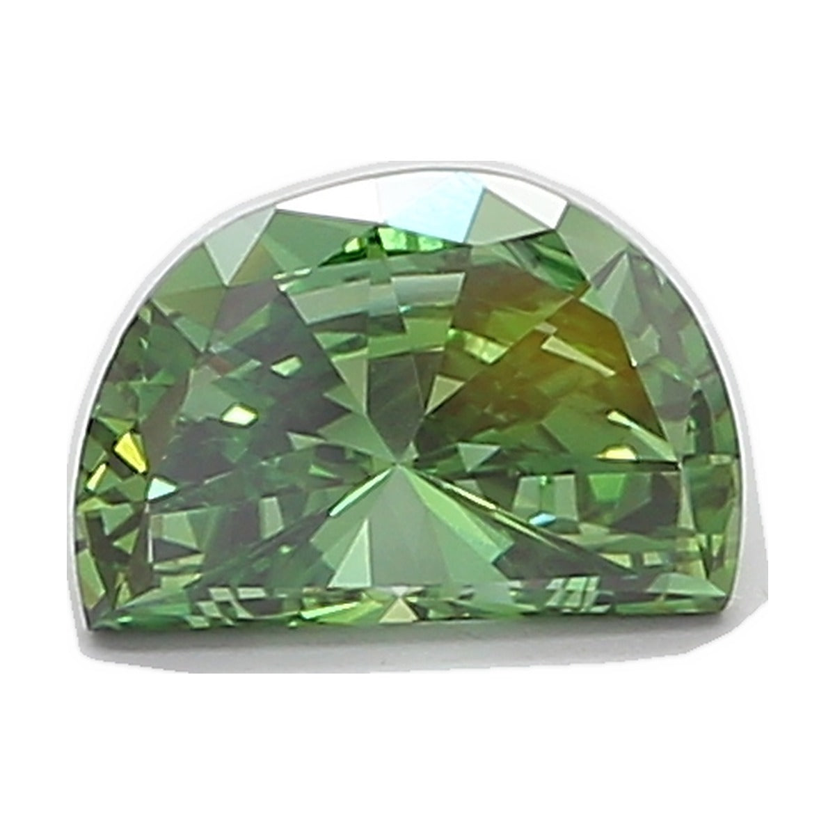 1.51 ct half moon lab-grown diamond, fancy vivid green, VVS2 clarity, IGI certified, still from its 360° video