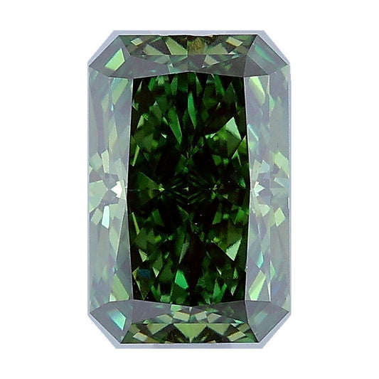 1.51 ct radiant lab-grown diamond, fancy vivid green, VS1 clarity, IGI certified, still from its 360° video