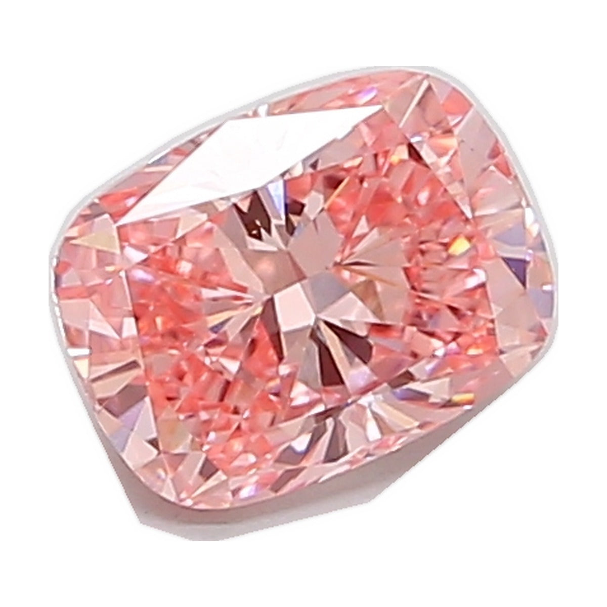 1.51 ct elongated cushion lab-grown diamond, fancy vivid pink, VS2 clarity, IGI certified, still from its 360° video