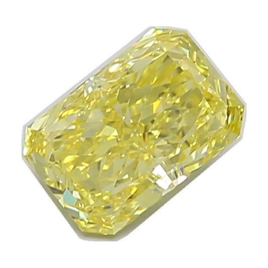 1.52 ct radiant lab-grown diamond, fancy intense yellow, VS1 clarity, IGI certified, still from its 360° video