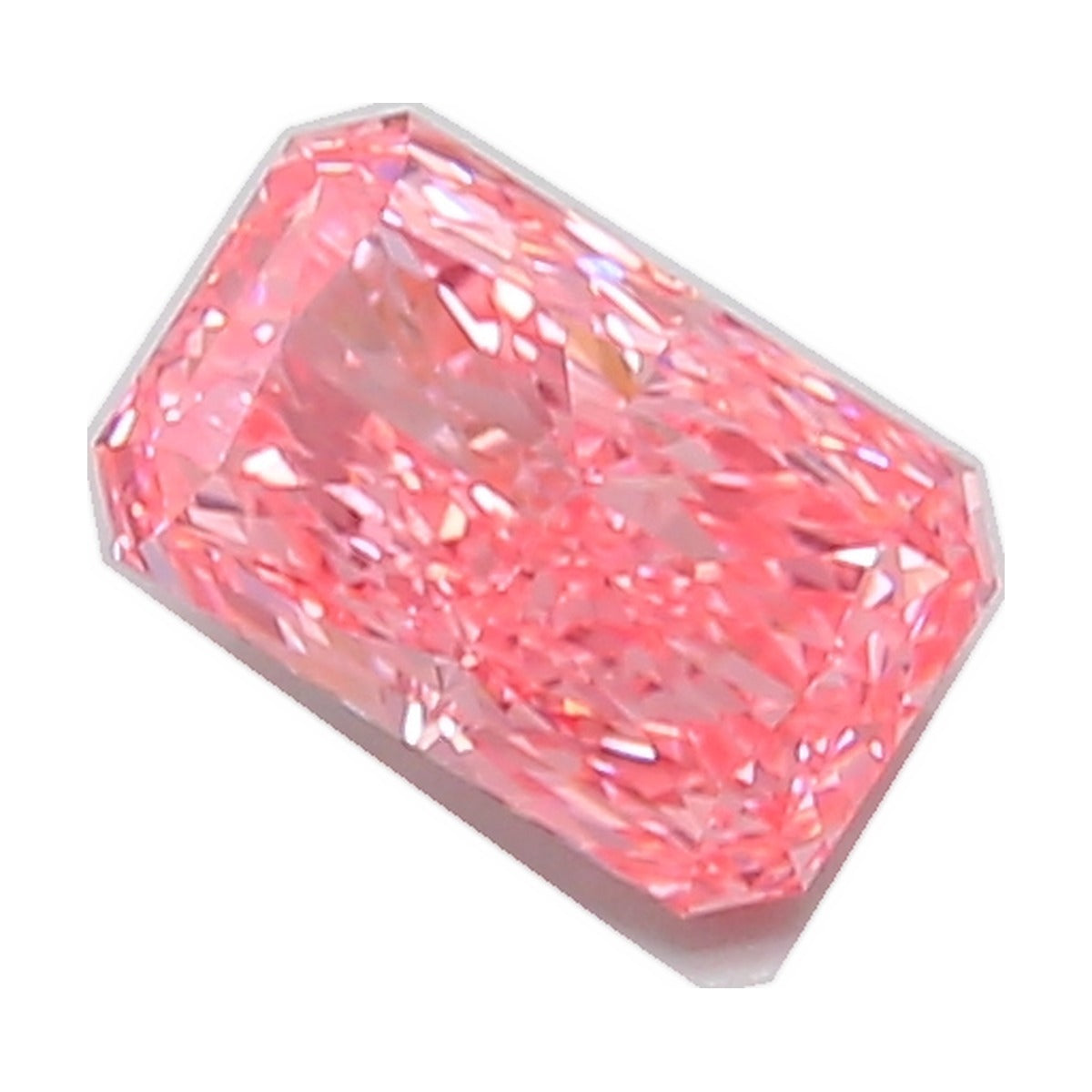 1.52 ct radiant lab-grown diamond, fancy vivid pink, VS1 clarity, IGI certified, still from its 360° video
