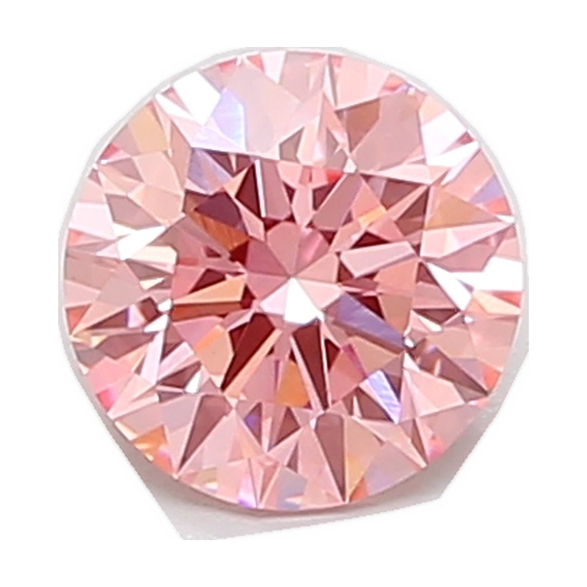 1.54 ct round lab-grown diamond, fancy vivid pink, VS1 clarity, IGI certified, still from its 360° video