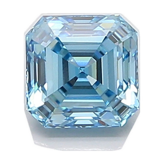 1.55 ct asscher lab-grown diamond, fancy vivid blue, VVS2 clarity, IGI certified, still from its 360° video