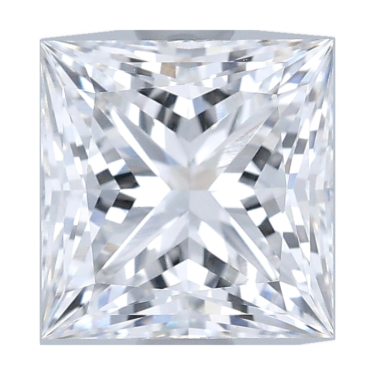 1.56 ct princess lab-grown diamond, E color, VVS2 clarity, GIA certified, still from its 360° video