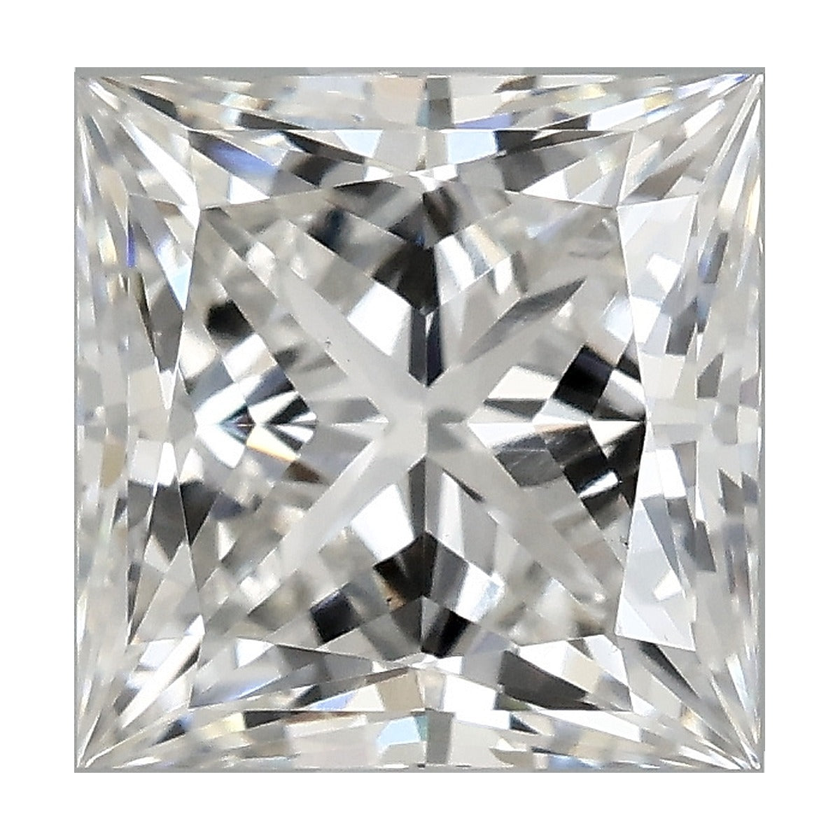 1.58 ct princess lab-grown diamond, F color, VS1 clarity, IGI certified, still from its 360° video