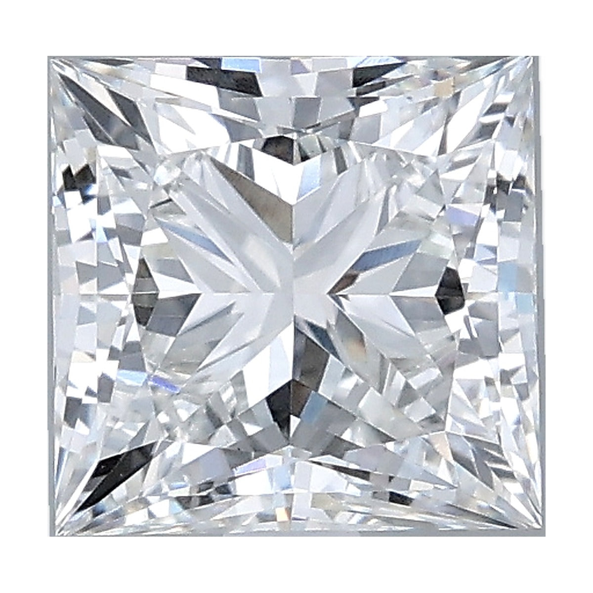 1.58 ct princess lab-grown diamond, F color, VS1 clarity, IGI certified, still from its 360° video