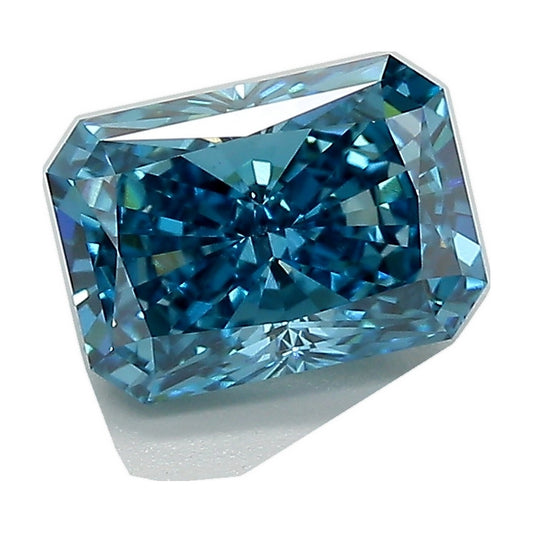 1.61 ct radiant lab-grown diamond, fancy vivid blue, VS2 clarity, IGI certified, still from its 360° video