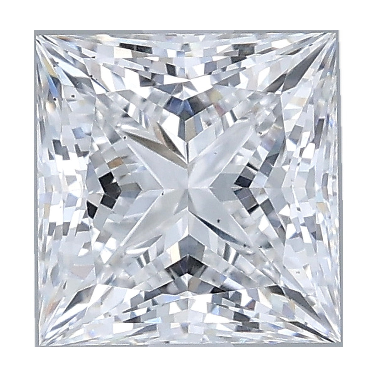 1.74 ct princess lab-grown diamond, D color, VS2 clarity, IGI certified, still from its 360° video