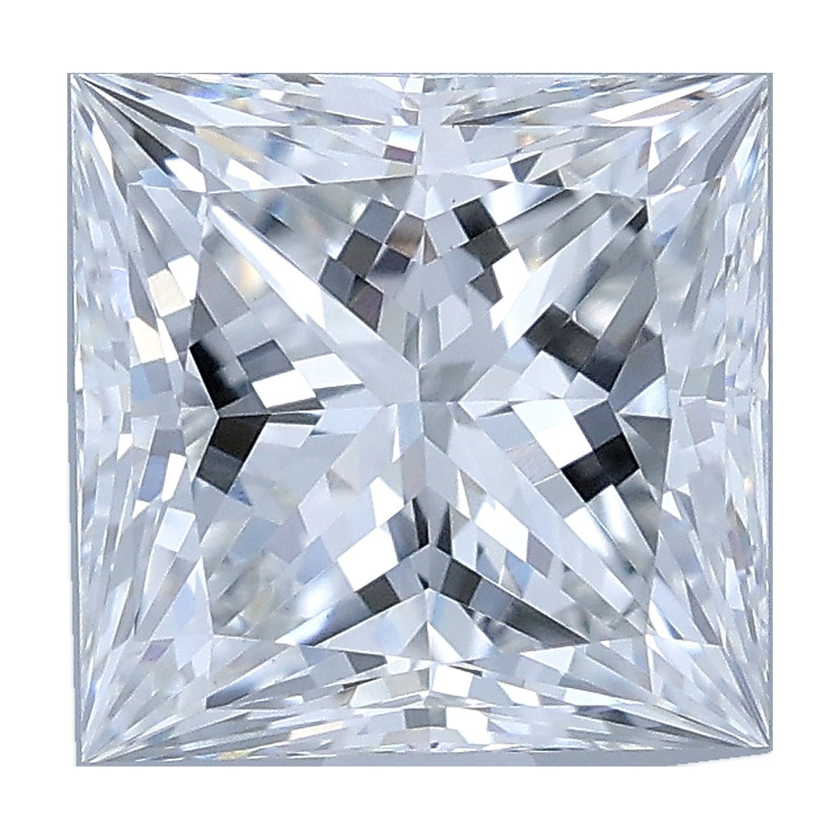 1.74 ct princess lab-grown diamond, F color, VS1 clarity, IGI certified, still from its 360° video