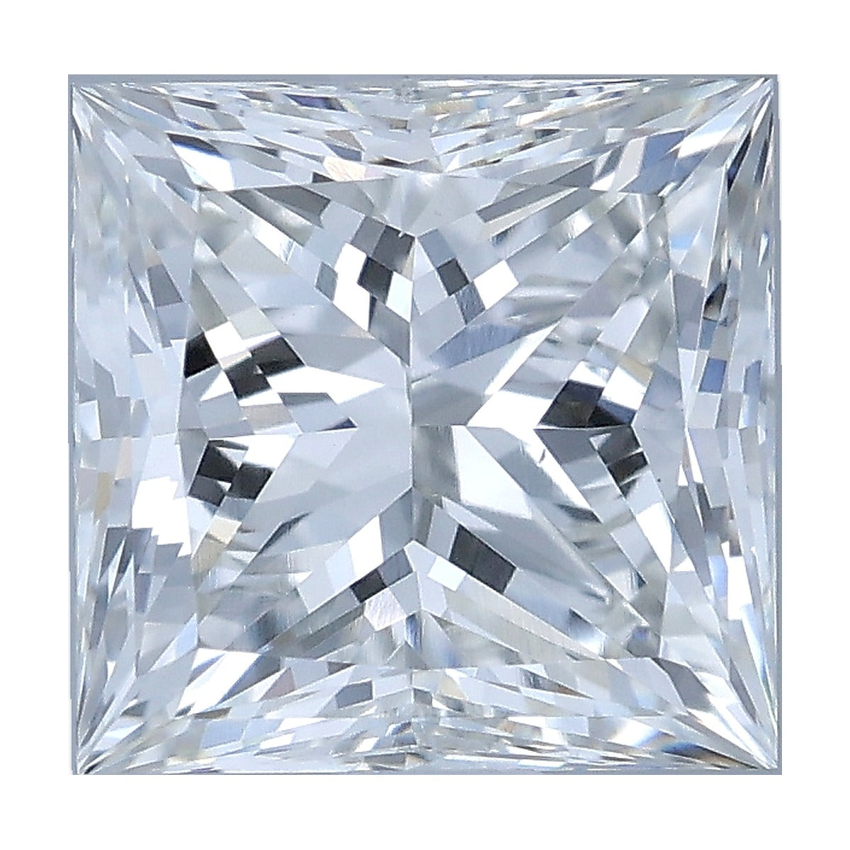 1.74 ct princess lab-grown diamond, F color, VS1 clarity, IGI certified, still from its 360° video