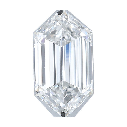 1.86 ct elongated hexagon lab-grown diamond, F color, VVS2 clarity, IGI certified, still from its 360° video